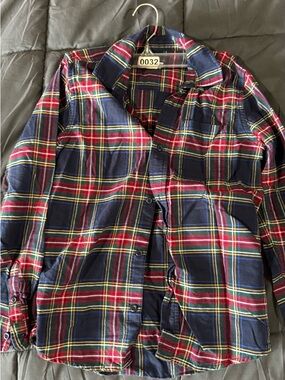 Place Men's Navy, Red & Green Plaid Button-Down Shirt